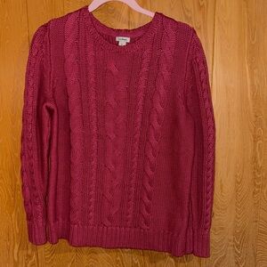 L.L. Bean Raspberry Cable Knit Sweater